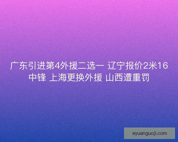 广东引进第4外援二选一 辽宁报价2米16中锋 上海更换外援 山西遭重罚